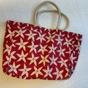 Chic Starfish Patterned Canvas Tote Bag
